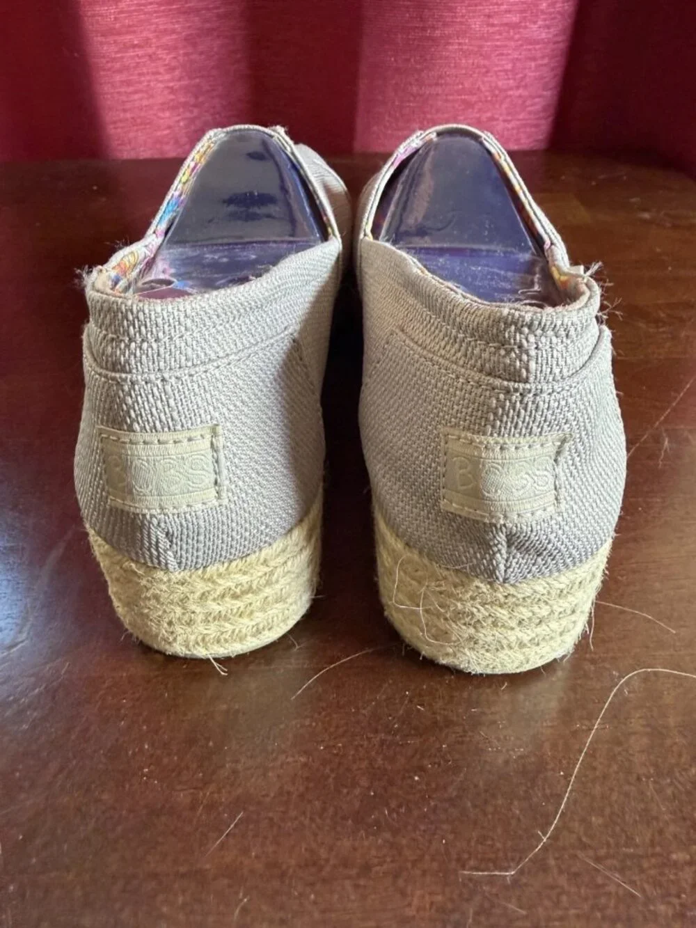 Bobs From Skechers Shoes Womens 9.5 Espadrille Beige Slip On Wedge Heels NEW